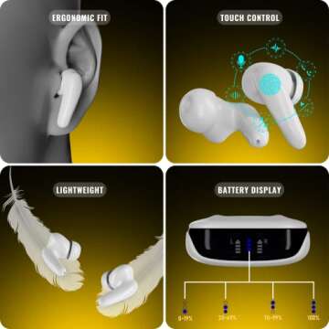 Saknip ANC Wireless Earbuds with Bluetooth 5.1 and Deep Bass