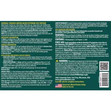 General Finishes Exterior 450 Water Based Topcoat, 1 Quart, Satin