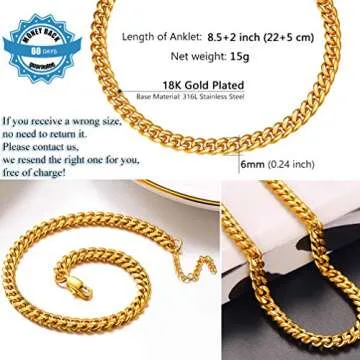 PROSTEEL Womens Gold Anklets Ankle Bracelets For Women Summer Beach Foot Jewelry Bracelet Cuban Link Chain Anklet