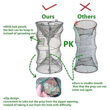 Fishing Bait Trap,2 Packs Crab Trap Minnow Trap Crawfish Trap Lobster Shrimp Collapsible Cast Net Fishing Nets Portable Folded Fishing Accessories,12.6X20.1inches
