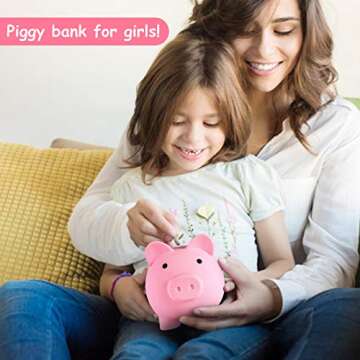 PJDRLLC Piggy Bank, Unbreakable Plastic Money Bank, Coin Bank for Girls and Boys, Medium Size Piggy ...