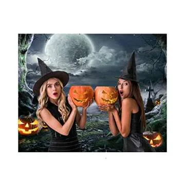 SJOLOON Halloween Backdrop for Photography Horror Background Scary Pumpkin Moon Backdrop for Party Decoration Supplies Studio Props 11897 (7x5FT)