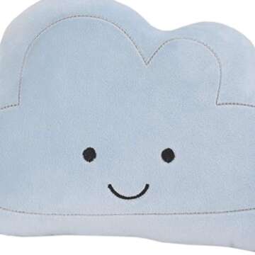 NoJo Little Love - Plush Happy Cloud Shaped Decorative Pillow, Decorative Nursery Pillow, Playroom Décor, Cute Throw Pillows, Blue, Silver