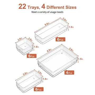 SMARTAKE 22-Piece Drawer Organizer Set Non-Slip Pads