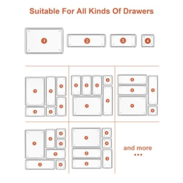 SMARTAKE 22-Piece Drawer Organizer Set Non-Slip Pads