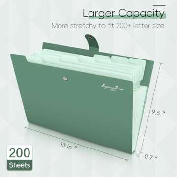 Sooez Elegant Accordion File Organizer with Labels, 8 Pocket Expanding File Folder, Portable Folders...