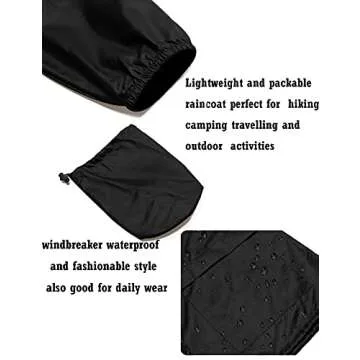 Avoogue Plus Size Lightweight Raincoat Climbing Jackets Women Waterproof Rain Jacket Packable Windbreaker Black 4XL