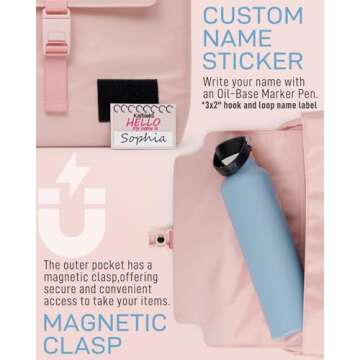 Kaitiaki 3 Ring Zipper Binder, 2 inch O-Ring Organizer Binder with Handle and Shoulder Strap, Large Portable Storage Pocket, Compatible with 14-Inch Chromebook, Pink