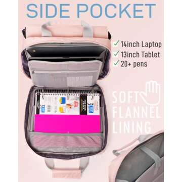 Kaitiaki 3 Ring Zipper Binder, 2 inch O-Ring Organizer Binder with Handle and Shoulder Strap, Large Portable Storage Pocket, Compatible with 14-Inch Chromebook, Pink