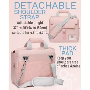 Kaitiaki 3 Ring Zipper Binder, 2 inch O-Ring Organizer Binder with Handle and Shoulder Strap, Large Portable Storage Pocket, Compatible with 14-Inch Chromebook, Pink