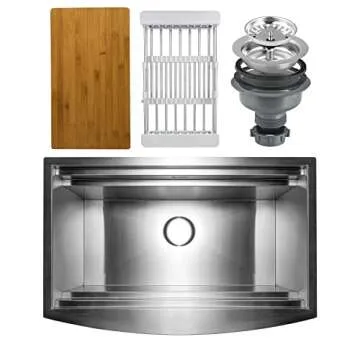 AKDY Farmhouse Apron Kitchen Sink with Accessories 33"