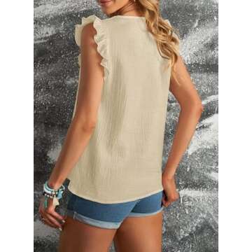 Dokotoo Womens 2024 Cute V Neck Ruffle Sleeveless Shirts Elegant Tank Tops Blouses