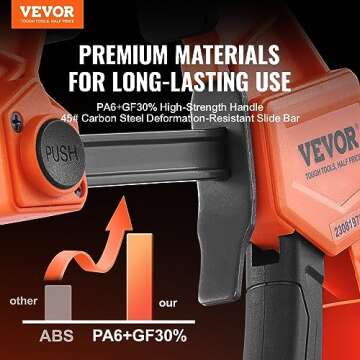 VEVOR Bar Clamps for Woodworking, 4-Pack 6" and 2-Pack 12" One-Handed Clamp/Spreader, Quick-Change F...