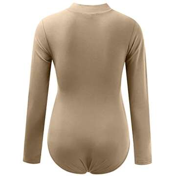 Bhome Maternity Shirt Mock Neck Long Sleeve Bodysuit for Pregnant Photoshoot Nude M