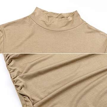 Bhome Maternity Shirt Mock Neck Long Sleeve Bodysuit for Pregnant Photoshoot Nude M