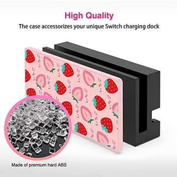 TIKOdirect Custom Faceplate Cover for Nintendo Switch Charging Dock, Hard PC Slim Shell Anti-Scratch [No Screwdriver Installation] for NS Docking Station, Strawberry