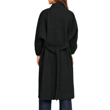 Cicy Bell Womens Long Pea Coats Oversized Wrap Wool Blend Trench Coats Winter Open Front Cardigan Overcoats