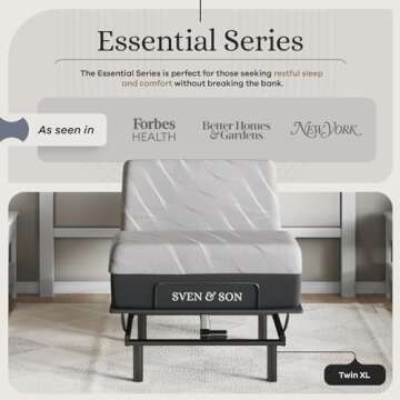 Sven & Son Essential Adjustable Bed Base (Frame) + 14 inch Hybrid Spring Matt (Medium Soft), Easy As...
