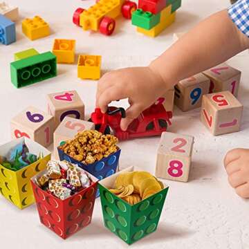 Colorful 32 Piece Building Block Popcorn Boxes for Parties