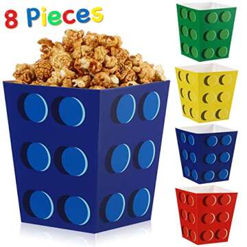 Colorful 32 Piece Building Block Popcorn Boxes for Parties