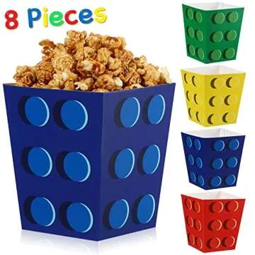 Colorful 32 Piece Building Block Popcorn Boxes for Parties