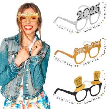 BESTOYARD 2025 New Year Party Eyeglasses Glitter New Years Party Favors Set Funny Photo Prop New Yea...
