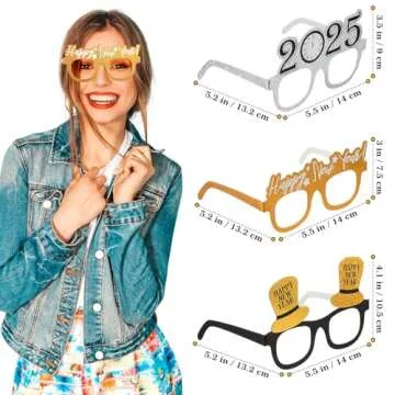 BESTOYARD 2025 New Year Party Eyeglasses Glitter New Years Party Favors Set Funny Photo Prop New Yea...