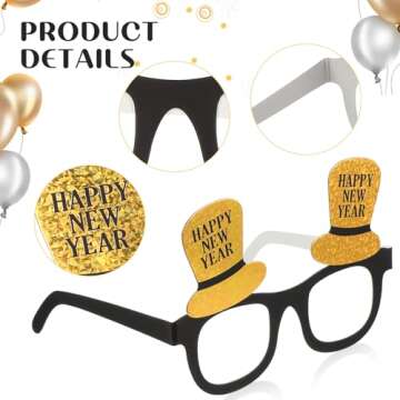 BESTOYARD 2025 New Year Party Eyeglasses Glitter New Years Party Favors Set Funny Photo Prop New Year Eyewear for Costume Party 9Pcs