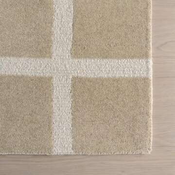 Rugs USA X Frenshe Interiors by Ashley Tisdale Nepenthe Checked Wool Area Rug, 8x10, Beige