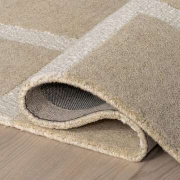 Rugs USA X Frenshe Interiors by Ashley Tisdale Nepenthe Checked Wool Area Rug, 8x10, Beige
