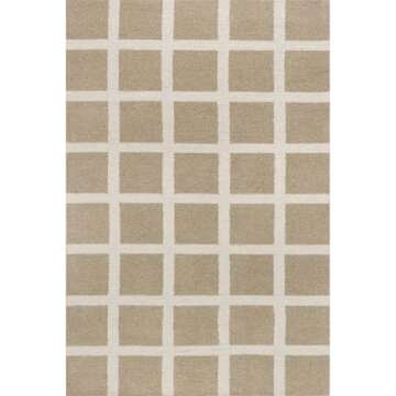 Rugs USA X Frenshe Interiors by Ashley Tisdale Nepenthe Checked Wool Area Rug, 8x10, Beige