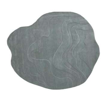 Irregular Shape Hand-Tufted 100% Wool Area Rugs for Bedroom and Home Decor (Grey Blue, 6 x 9 FT)