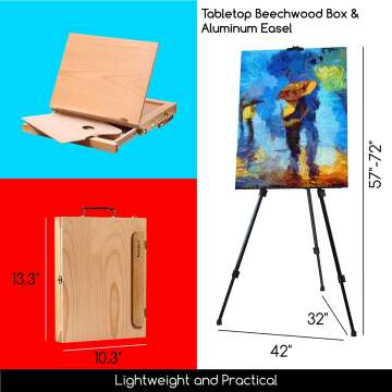 Deluxe 142-Piece Painting Set with Easel & Brushes