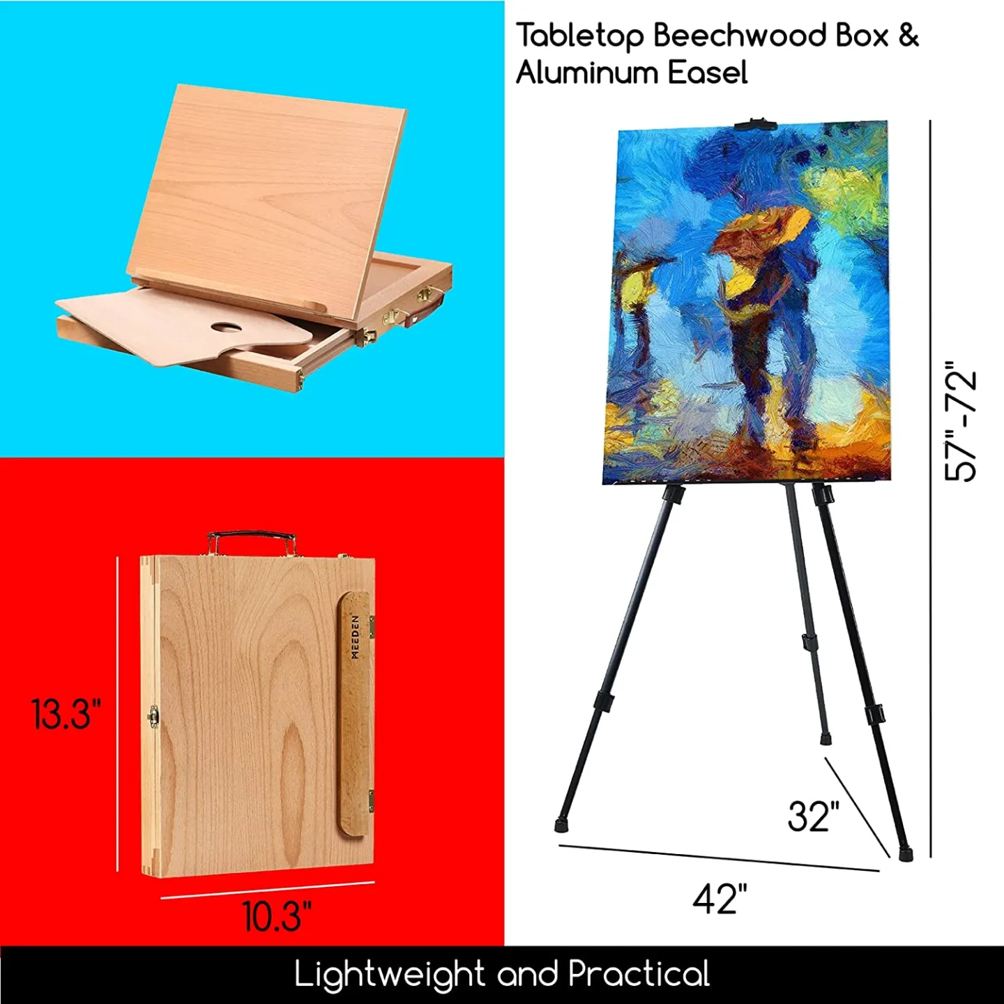 Deluxe 142-Piece Painting Set with Easel & Brushes