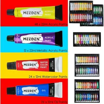 Deluxe 142-Piece Painting Set with Easel & Brushes