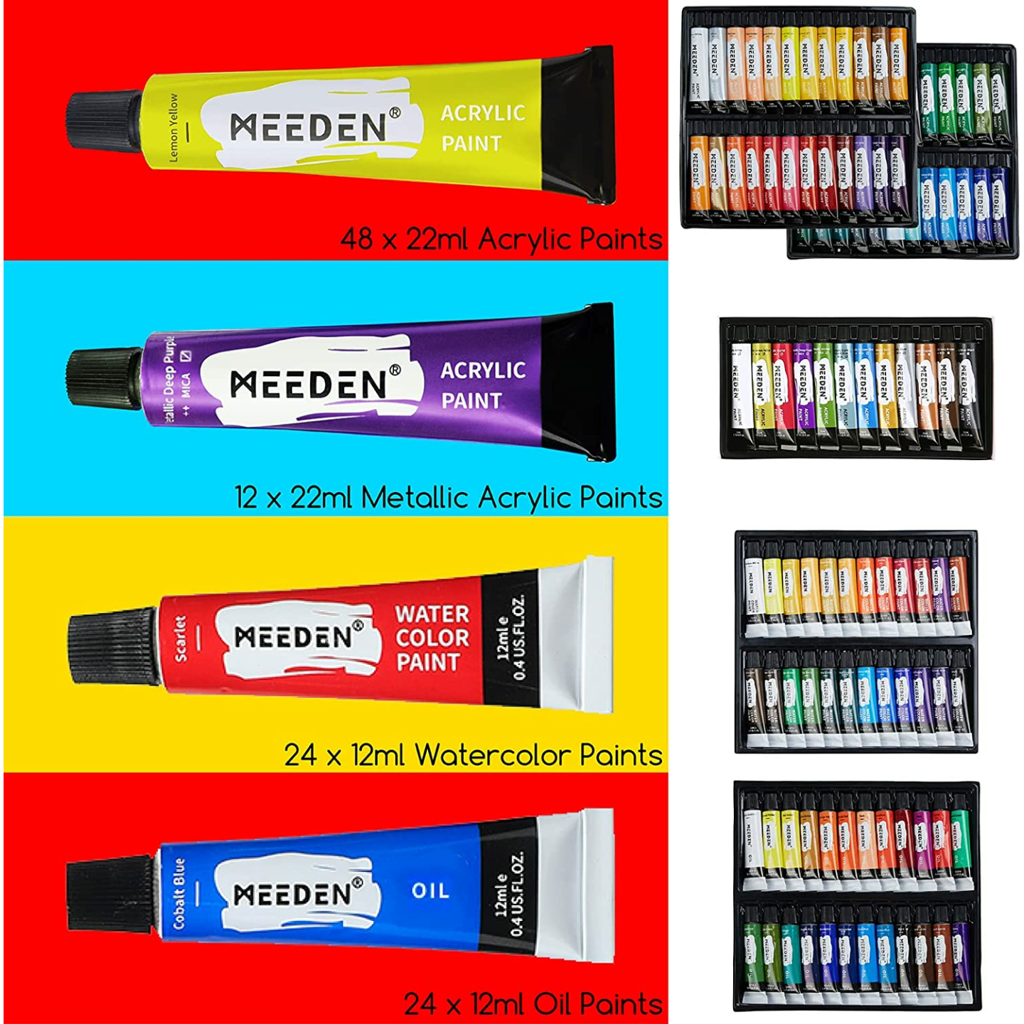 Deluxe 142-Piece Painting Set with Easel & Brushes