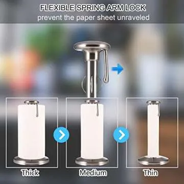 LKKL Paper Towel Holder Countertop, One Hand Tear Kitchen Paper Towel Holder Stand with Sturdy Weighted Base, Standing Paper Towel Roll Holder for Kitchen Bathroom Laundry, Stainless Steel Nickel