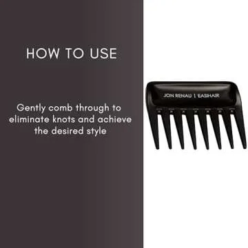 Jon Renau Wide Tooth Comb - Detangling Comb For Synthetic, HD Fiber & Human Hair (3-Pack)