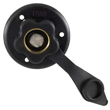 RecPro RV City Water Fill Inlet | Black | Optional Hose Elbow and or Gasket Seal | Flange Brass with Check Valve | Camper | Trailer | Marine (No Hose Elbow, No Seal)