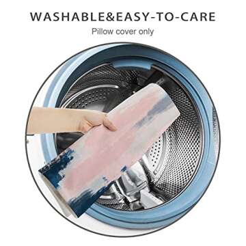 Nebra Abstract Blush and Blue Throw Pillow Covers Cozy Square Throw Pillowcases Home Decor for Bed Couch Sofa Living Room Cushion Cover 18*18inch, One Size