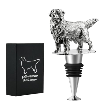 Golden Retriever Dog Wine Bottle Stopper, Golden Retriever Gifts with Gift Box, Wine Gifts Christmas...