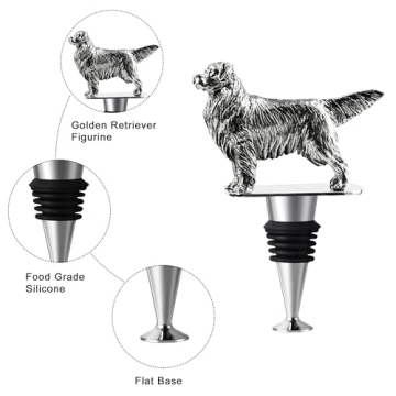 Golden Retriever Dog Wine Bottle Stopper, Golden Retriever Gifts with Gift Box, Wine Gifts Christmas Birthday Gifts for Women Men Dog Lovers, Wine Stopper for Wine Champagne Prosecco