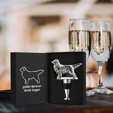 Golden Retriever Dog Wine Bottle Stopper, Golden Retriever Gifts with Gift Box, Wine Gifts Christmas Birthday Gifts for Women Men Dog Lovers, Wine Stopper for Wine Champagne Prosecco