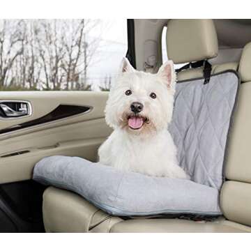 PetSafe Happy Ride Car Dog Bed - Best for Bucket Seats - Fits Cars, Trucks, Minivans and SUVs - Comfortable and Machine Washable - Durable Vehicle Pet Bed - Grey