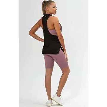 icyzone Workout Tank Tops for Women - Running Muscle Tank Sport Exercise Gym Yoga Tops Athletic Shirts (S, Black)
