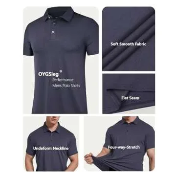 OYGSieg 6 Pack Mens Polo Shirts Performance Short Sleeve Golf Shirt Moisture Wicking Athletic Casual Collared T-Shirt SetB L