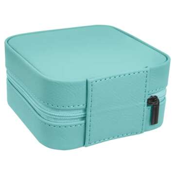 Personalized Teal Jewelry Box for July Birth Flower