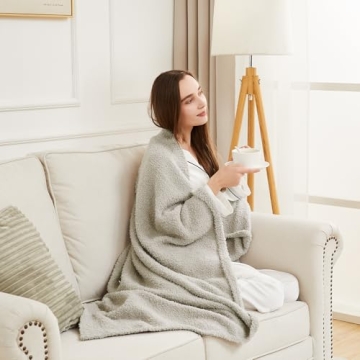 CYMULA Knit Throw Blanket Cozy Microfiber 50x60 Light Grey