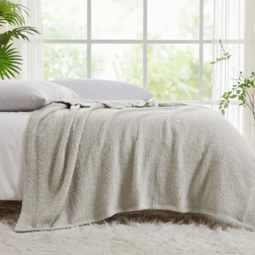 CYMULA Knit Throw Blanket Cozy Microfiber 50x60 Light Grey