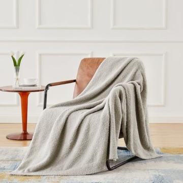CYMULA Knit Throw Blanket Cozy Microfiber 50x60 Light Grey